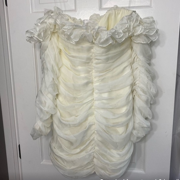 House Of CB 'Astrid' Ivory Strapless Ruffle Dress - Picture 3 of 3